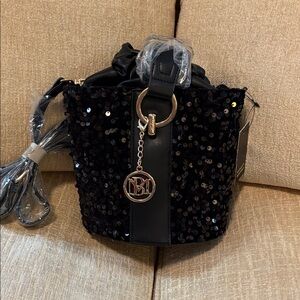 Badgley Mischka Black Sequin Shoulder Bag